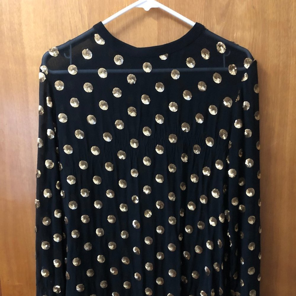 Suno Sheer Black and Gold Sequins Top